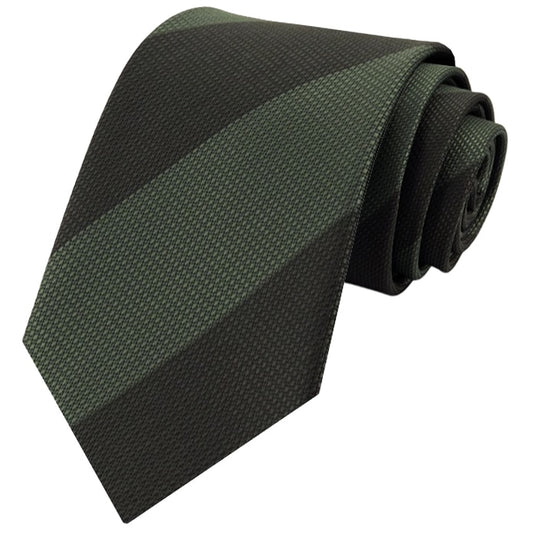 Dark and Mid Olive Thick Stripes Mens Tie
