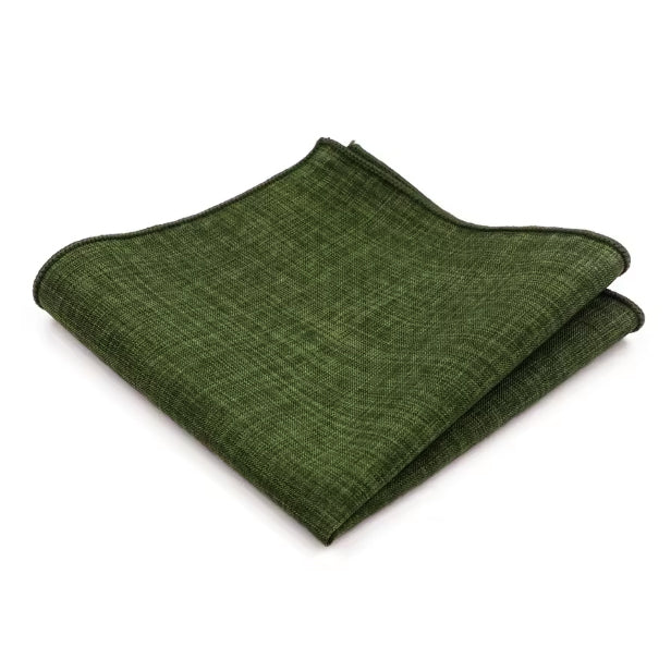 Olive Green Cotton Slim Tie & Pocket Square Set