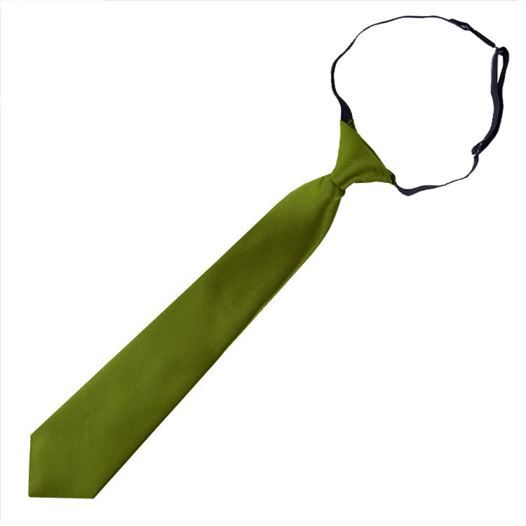 Olive Green Junior Boys Elasticated Tie