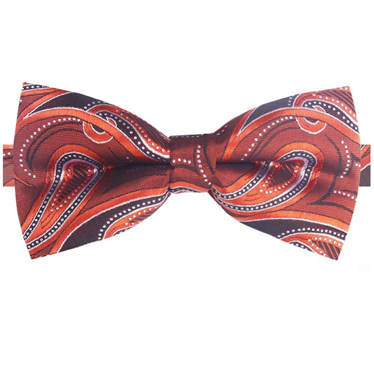 Orange, Black & White Paisley Bow Tie