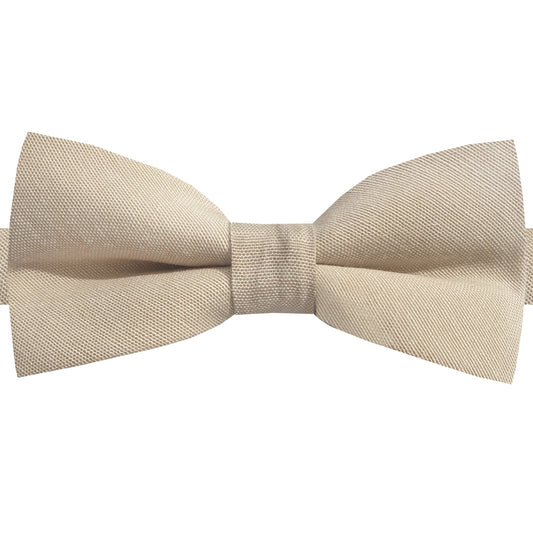 Mocha Light Beige Cotton Mens Bow Tie