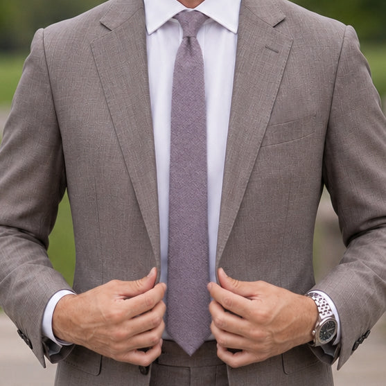 Pink Grey Bamboo & Cotton Blend Skinny Tie