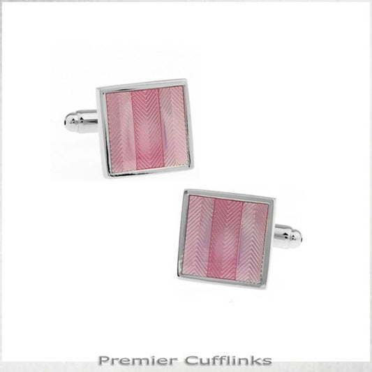 PINK ZIGZAG TEXTURED STRIPES CUFFLINKS