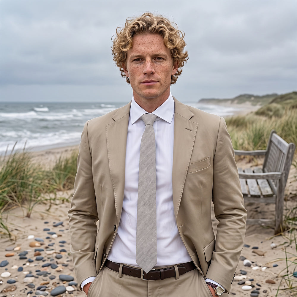 Sandstone Bamboo and Cotton Blend Skinny Tie