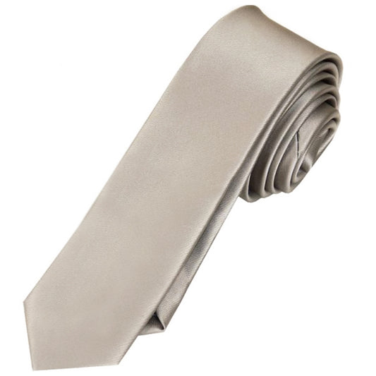 Mens Platinum White Gold Skinny Tie