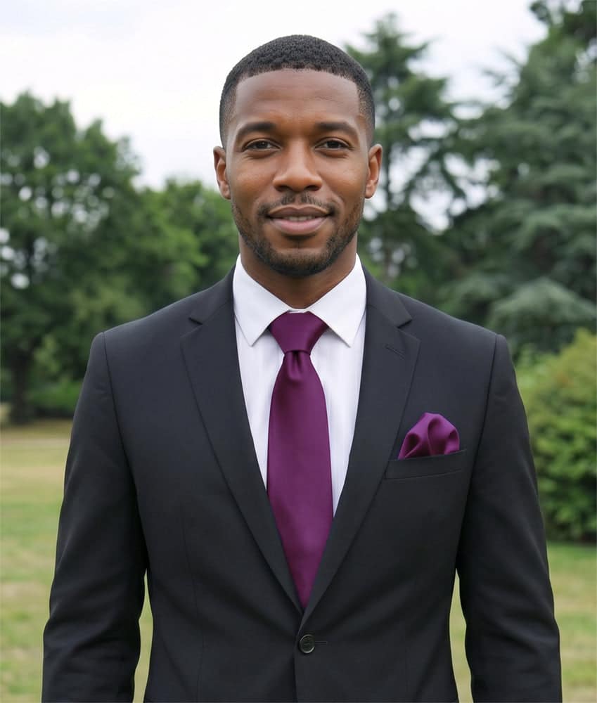 Plum Grape Tie and Pocket Square Set