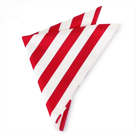 Red & White Striped Pocket Square Handkerchief