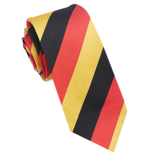 Red, Black and Yellow Stripes Skinny Tie