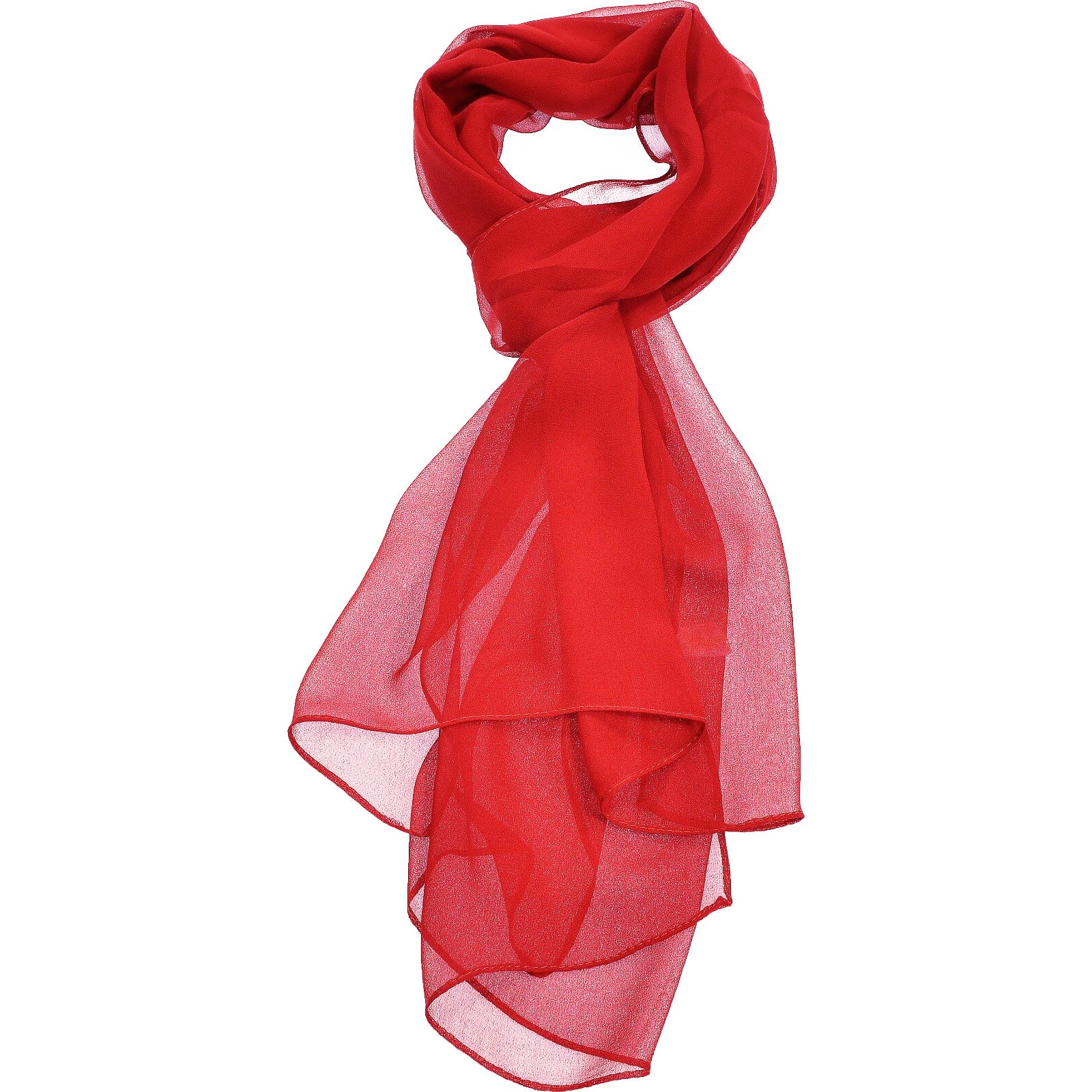 Bright Red Chiffon Scarf