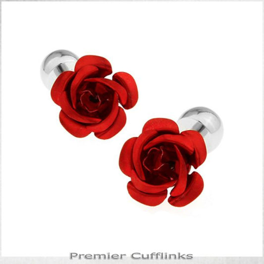 RED FLORAL STUD CUFFLINKS