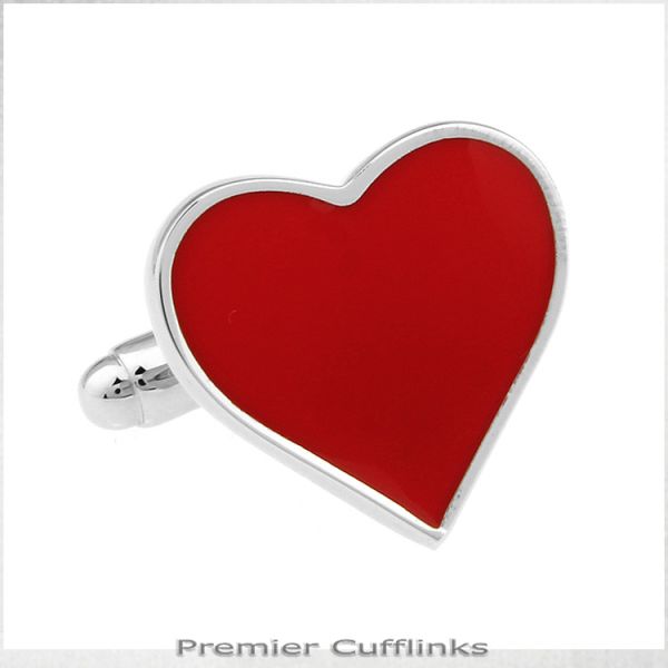 RED LOVE HEART CUFFLINKS