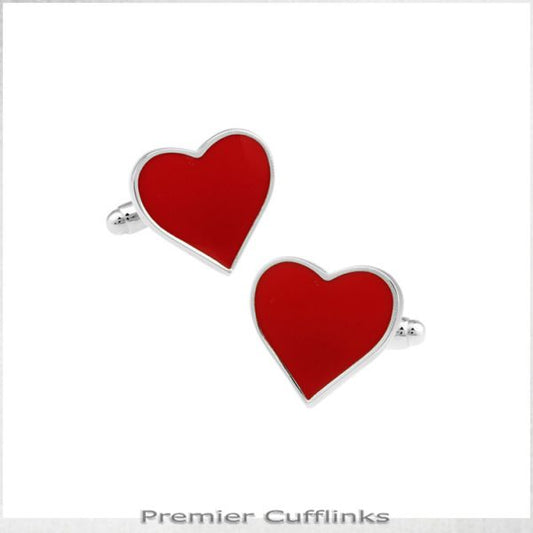 RED LOVE HEART CUFFLINKS