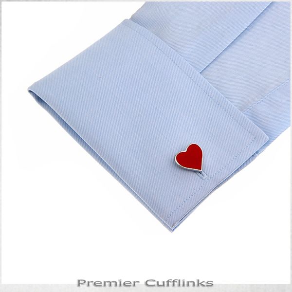 RED LOVE HEART CUFFLINKS