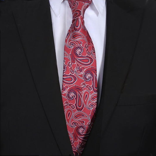 Red, Navy & White Paisley Mens Tie