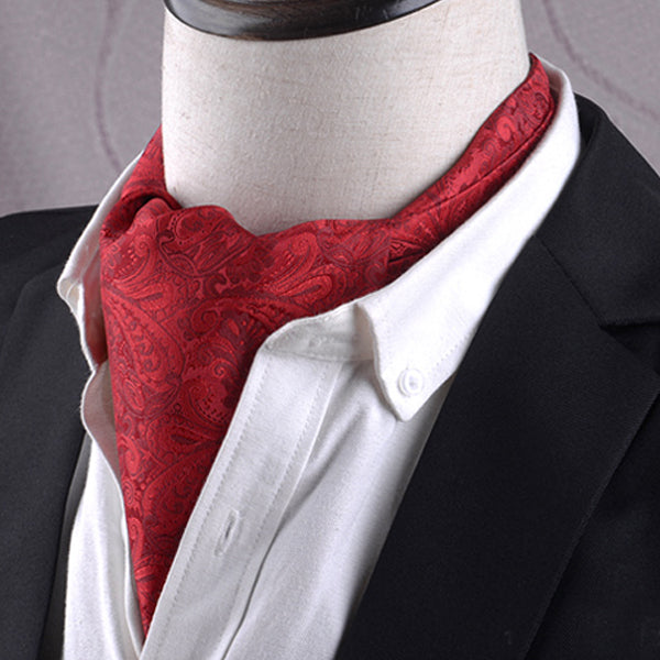 Men's Red Paisley Ascot Cravat