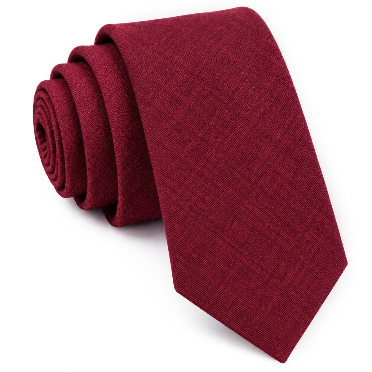 Wine Red Cotton Slim Tie & Pocket Square Set