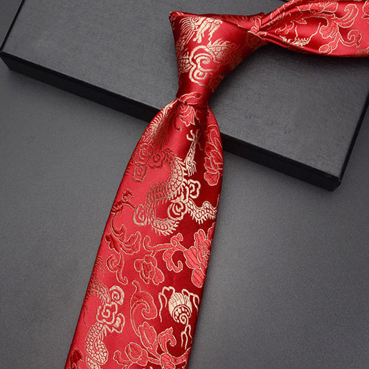 Red with Gold Dragons Hong Kong Style Tie