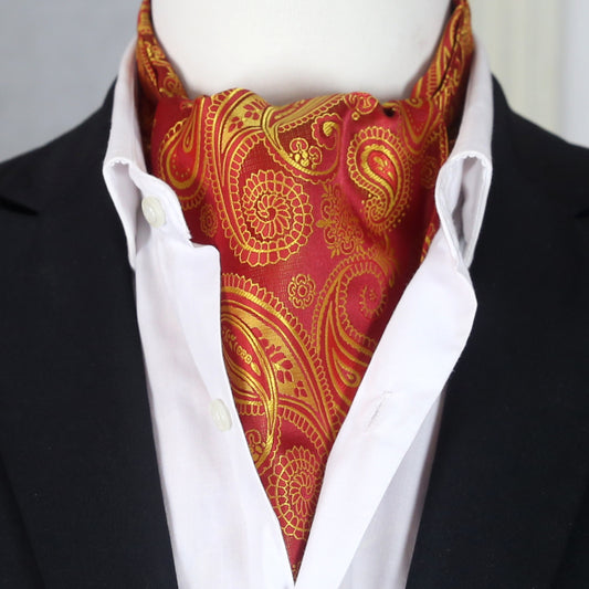 Red with Light Gold Paisley Ascot