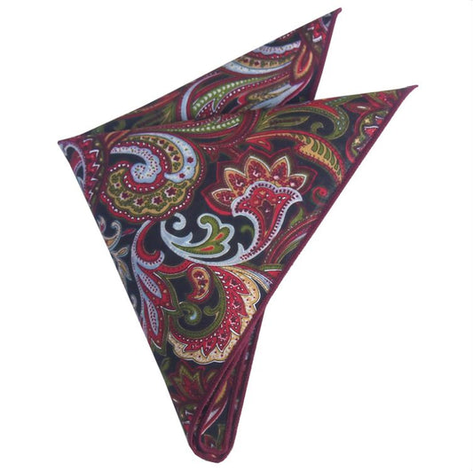 Red, Black, Yellow & Green Floral Pocket Square