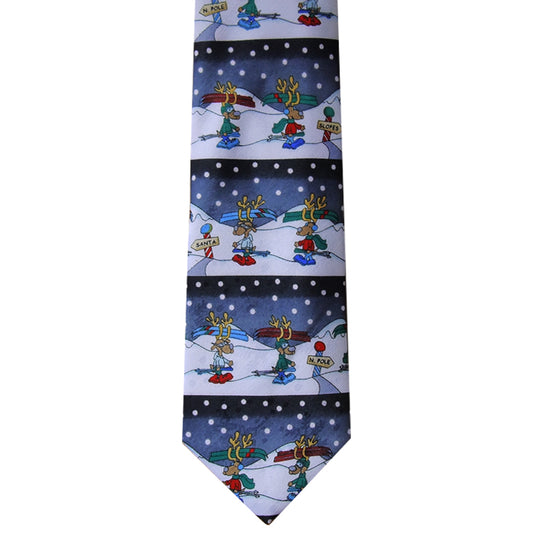 Reindeer Skiing Christmas Tie