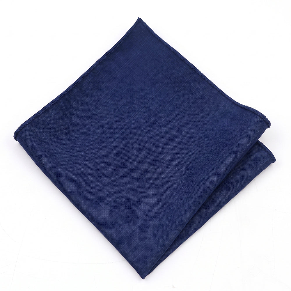 Royal Navy Blue Bamboo & Cotton Blend Skinny Tie & Pocket Square Set