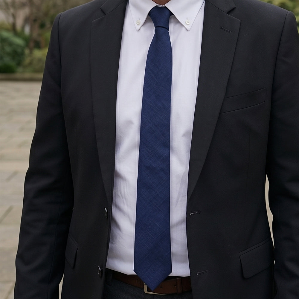 Royal Navy Blue Bamboo & Cotton Blend Skinny Tie