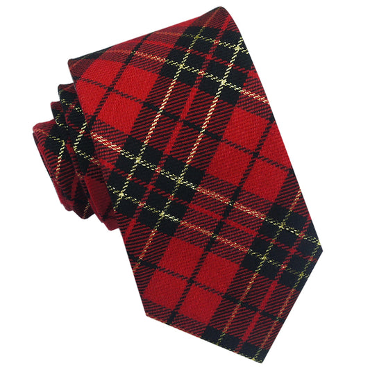 Red, Black & Gold Tartan Plaid Tie