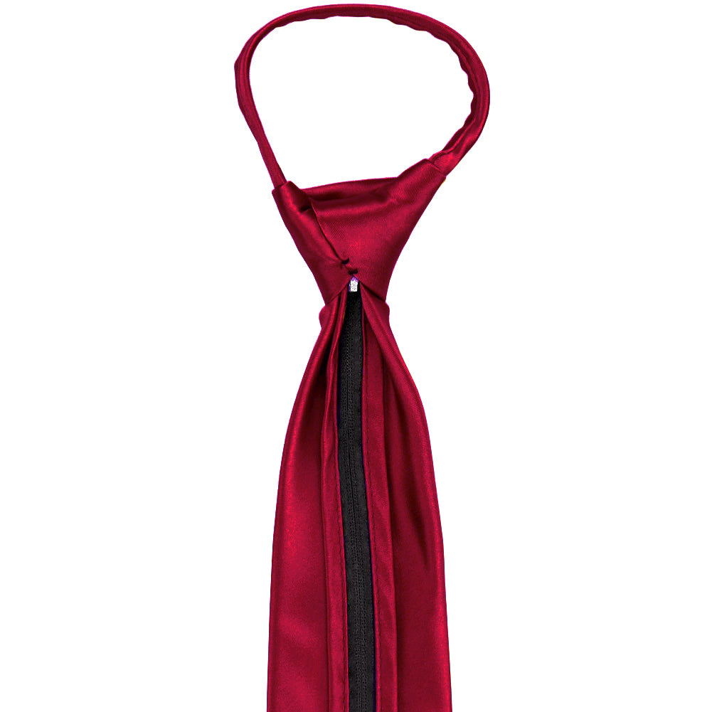 Mens Scarlet Red Zipper Tie