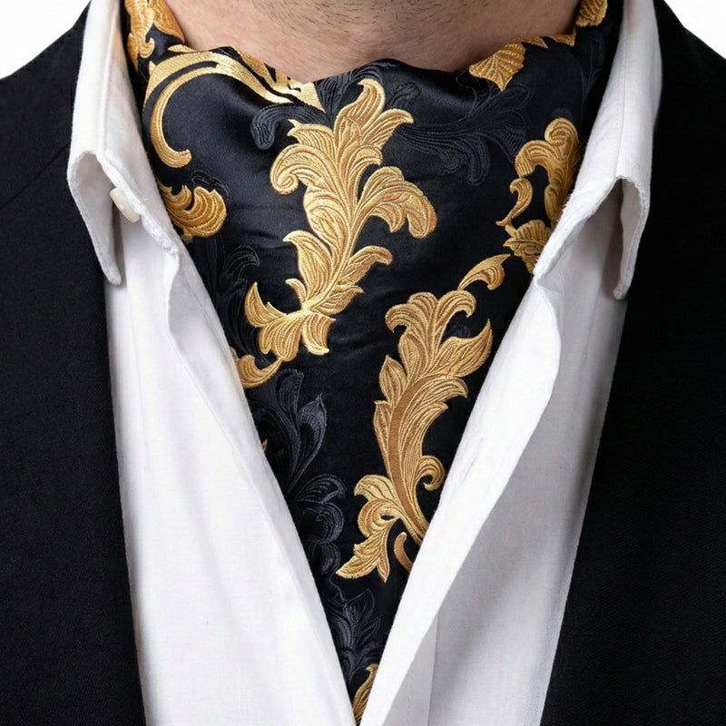 Genuine Silk Baroque Scroll Ascot Cravat