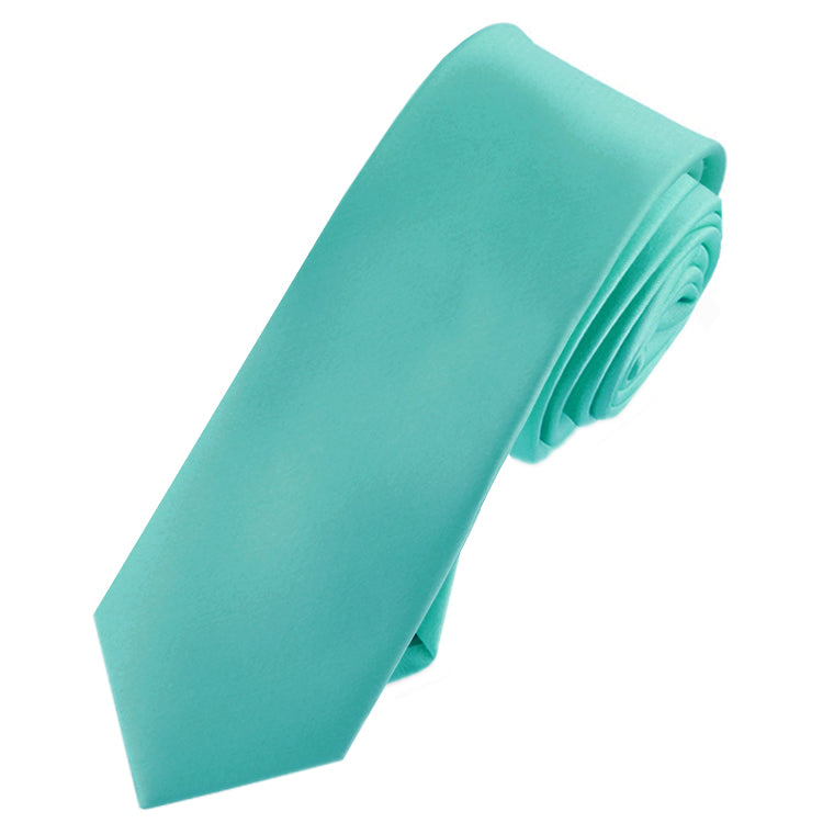 Mens Sea Mist Turquoise Green Skinny Tie