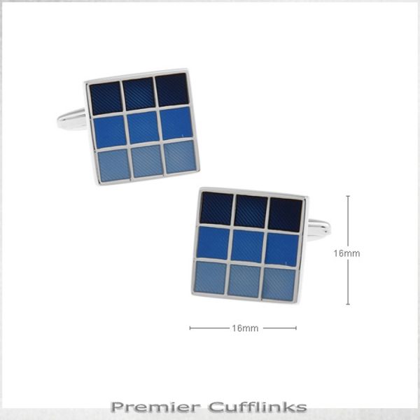 SHADES OF BLUE CHECKER BOARD CUFFLINKS
