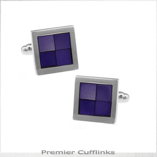 SHADES OF DARK PURPLE SQUARES CUFFLINKS