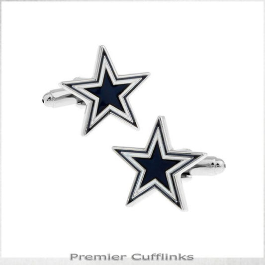 SILVER AND BLACK STAR CUFFLINKS