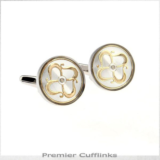 SILVER AND GOLD ANTIQUE DESIGN CUFFLINKS