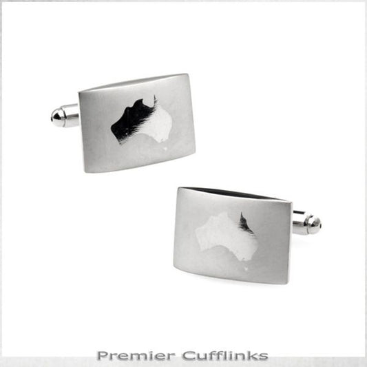 SILVER AUSTRALIA INSET CUFFLINKS