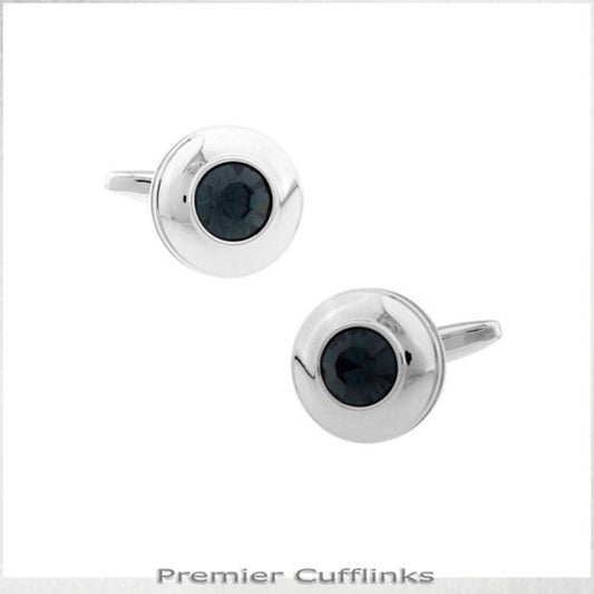 SILVER CIRCLE WITH BLACK INSET CUFFLINKS
