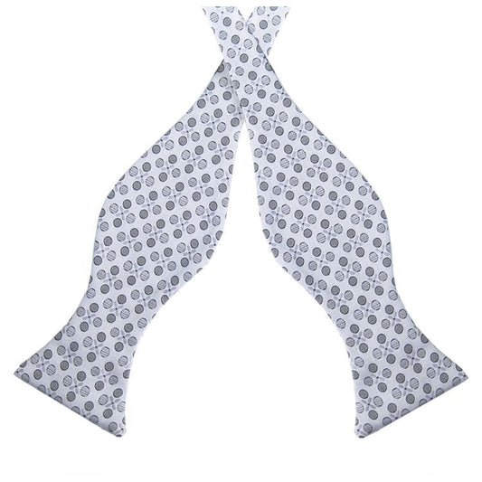 Silver with Grey Polkadots Self Tie Bow Tie