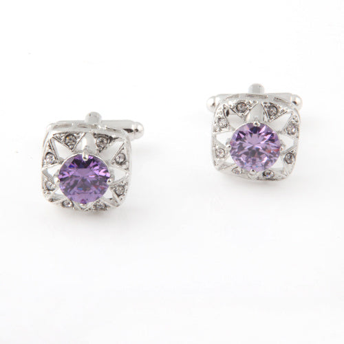 Silver with Purple Gem Cufflinks