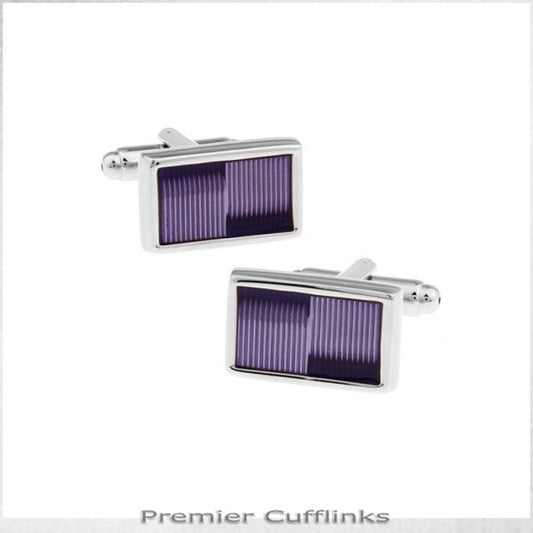 SILVER WITH PURPLE THIN STRIPES CUFFLINKS
