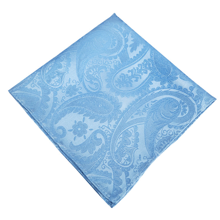Bright Blue Paisley Slim Tie and Pocket Square Set