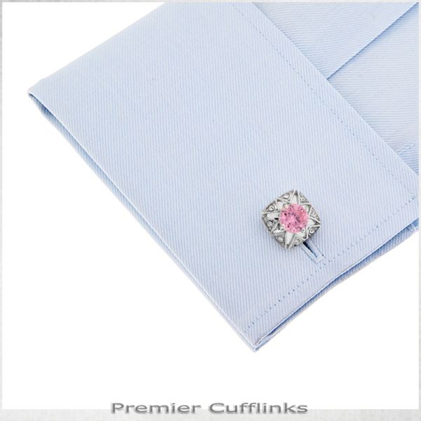 STAR BORDER WITH PINK INSET CUFFLINKS