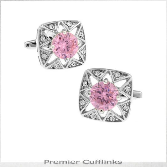 STAR BORDER WITH PINK INSET CUFFLINKS