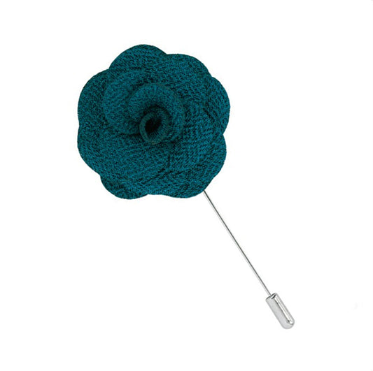 Teal Floral Lapel Pin