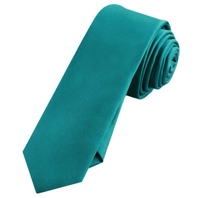 Mens Teal Green Skinny Tie