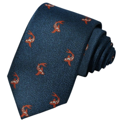 Teal with Goldfish Mens Tie