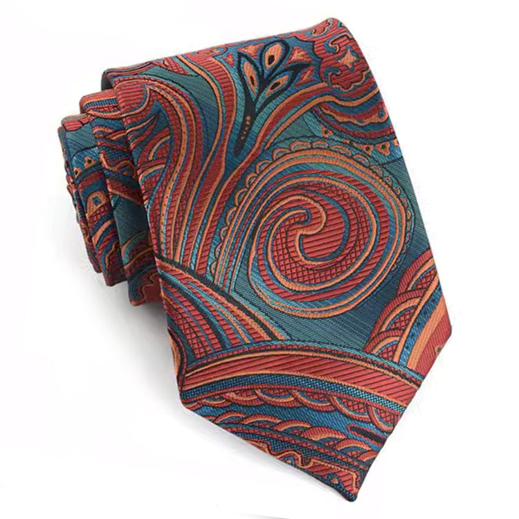 Turquoise and Bronze Paisley Mens Tie