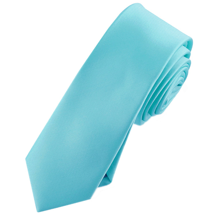 Mens Turquoise Aqua Blue Skinny Tie