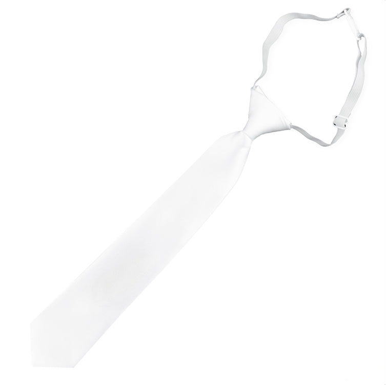 Boys White Pre-Tied Elastic Tie