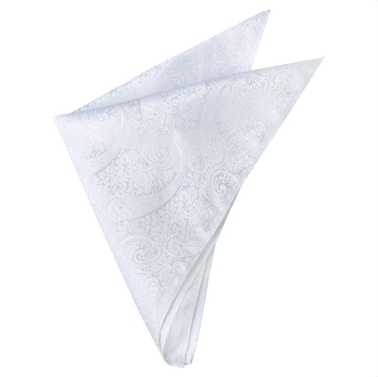 White Paisley Pocket Square