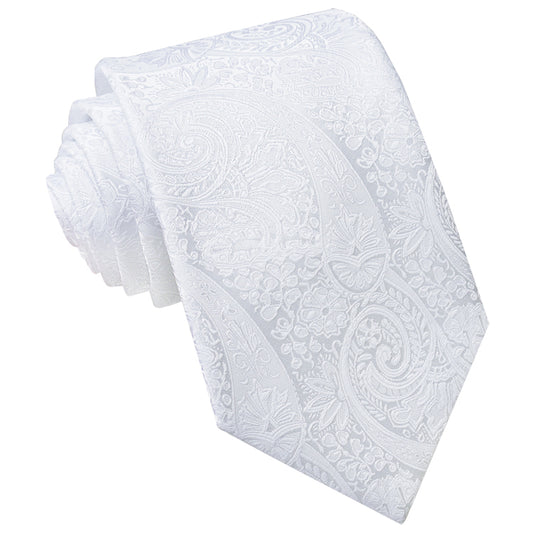White Paisley Mens Tie